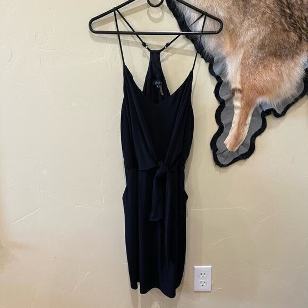 1.State Black Tie Front Halter Sleeveless Summer Black Large
